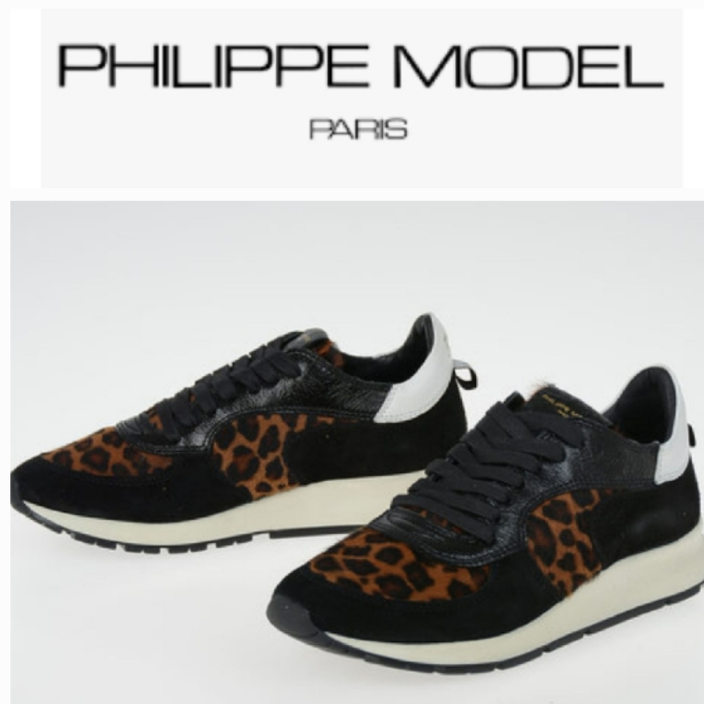 Philippe Model Leopard Print Montecarlo Sneakers - image 1